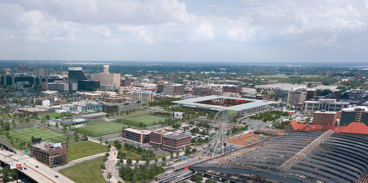 Aerial view of new St. Louis MLS stadium